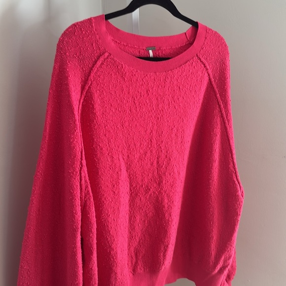 Free People Pink Found My Friend Pullover Crewneck Textured Sweater Size Large - Picture 6 of 6